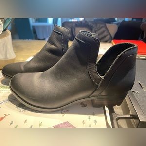 Women's Sorel booties with stylish cutouts.